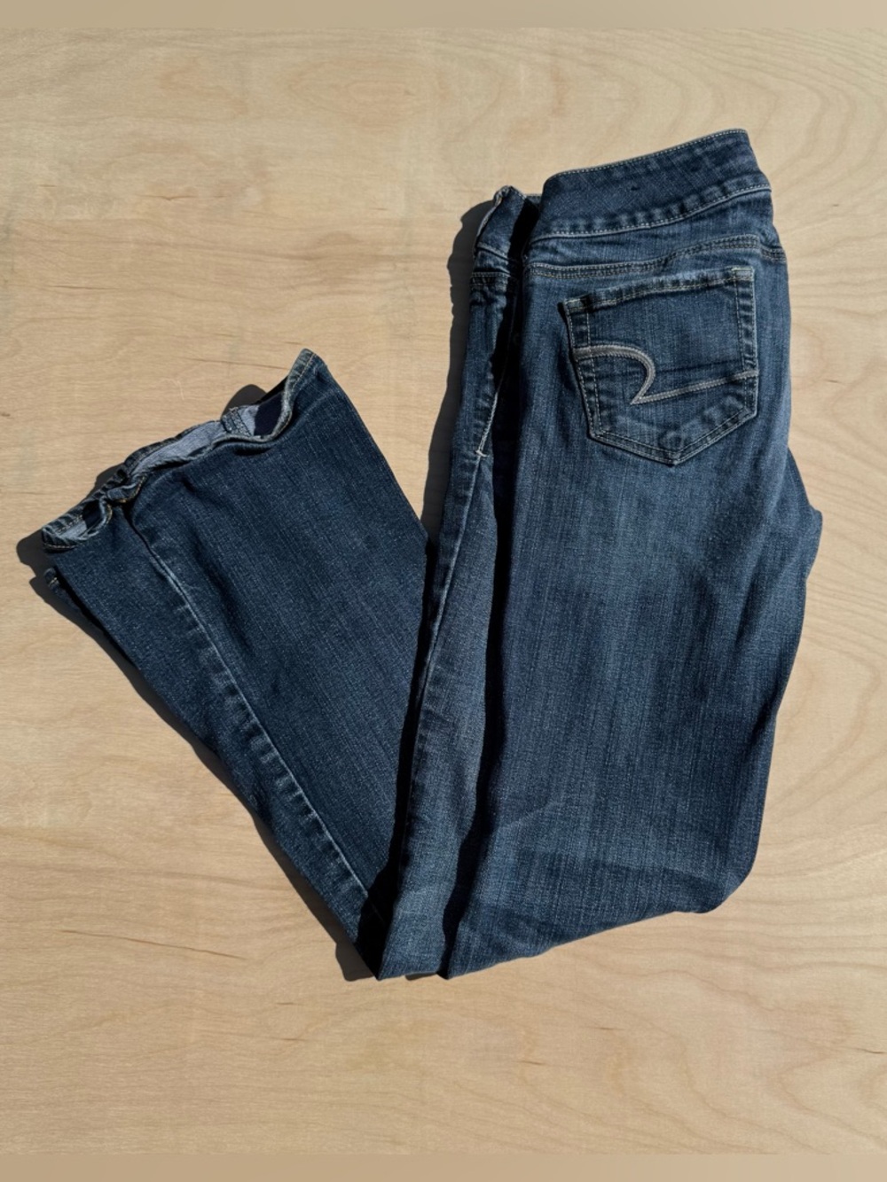 American Eagle Y2K Low Rise Flare Double Button Medium Wash Flare Jeans Denim 8